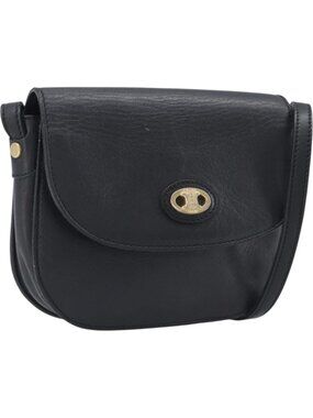 CELINE Sangle bucket Shoulder Bag Leather Black Gold